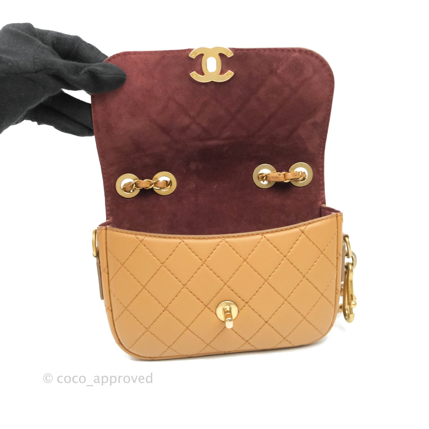 Chanel Quilted Flap With Coin Purse Caramel Calfskin Aged Gold Hardware 19K