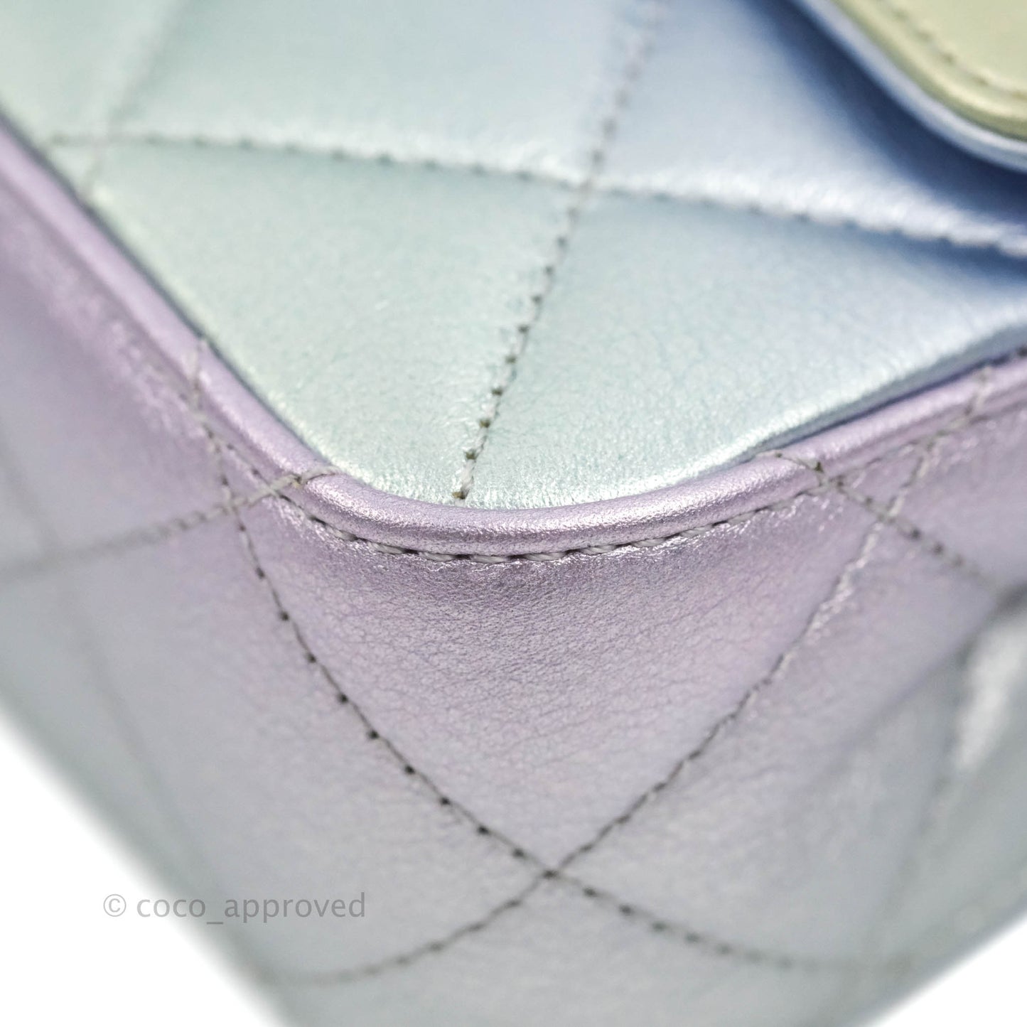 Chanel Wristlet Clutch Iridescent Rainbow Calfskin Leather 21K