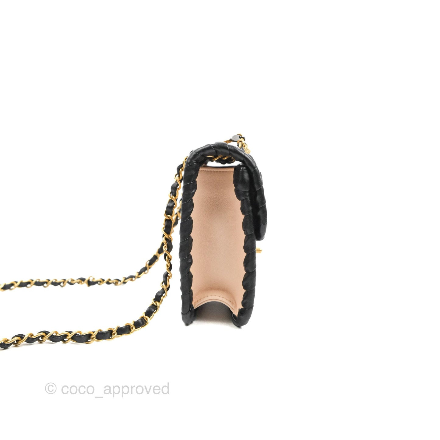 Chanel Mini My Own Frame Flap Braided Beige Pink Calfskin 22S