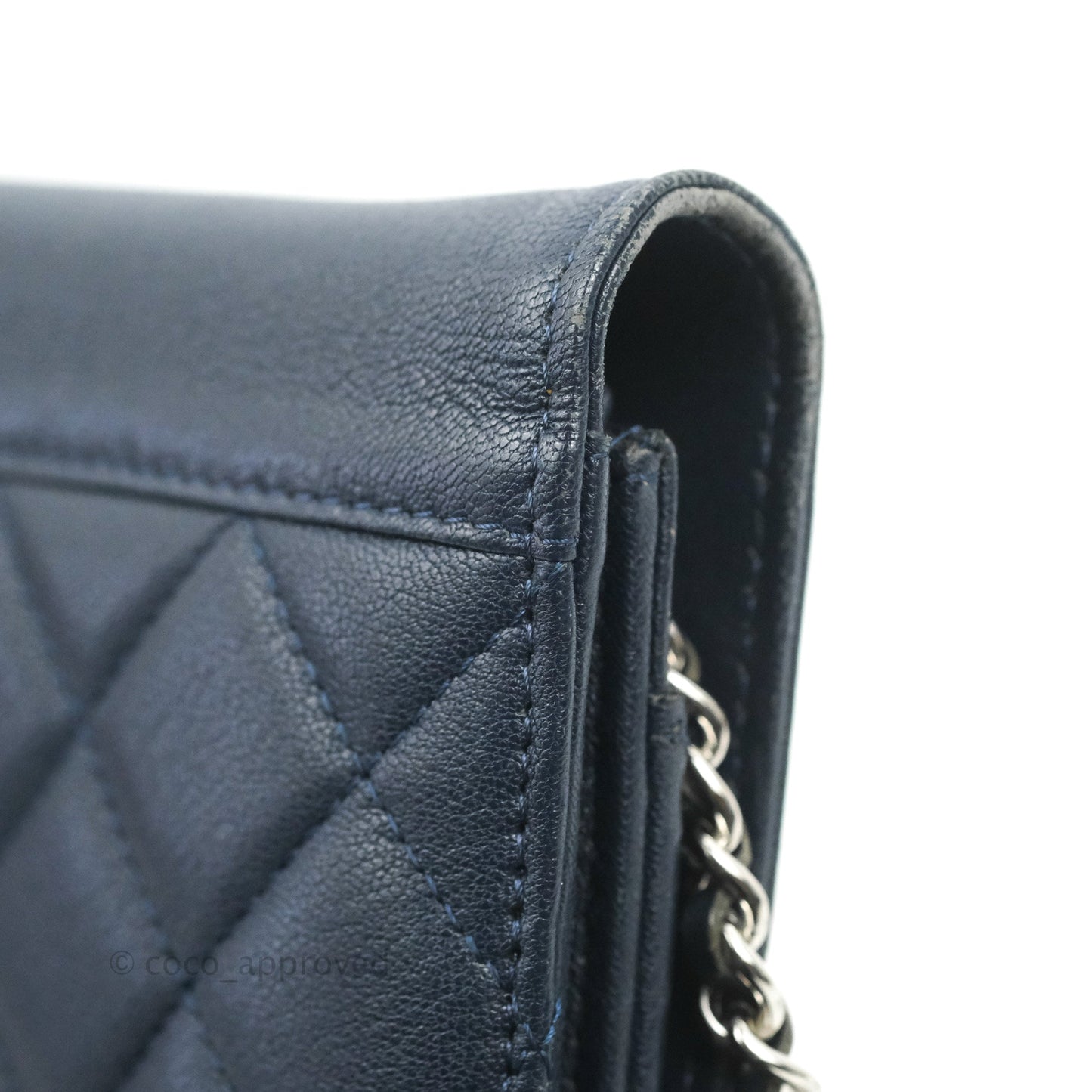 Chanel Urban Companion Wallet on Chain WOC Navy Calfskin Silver Hardware
