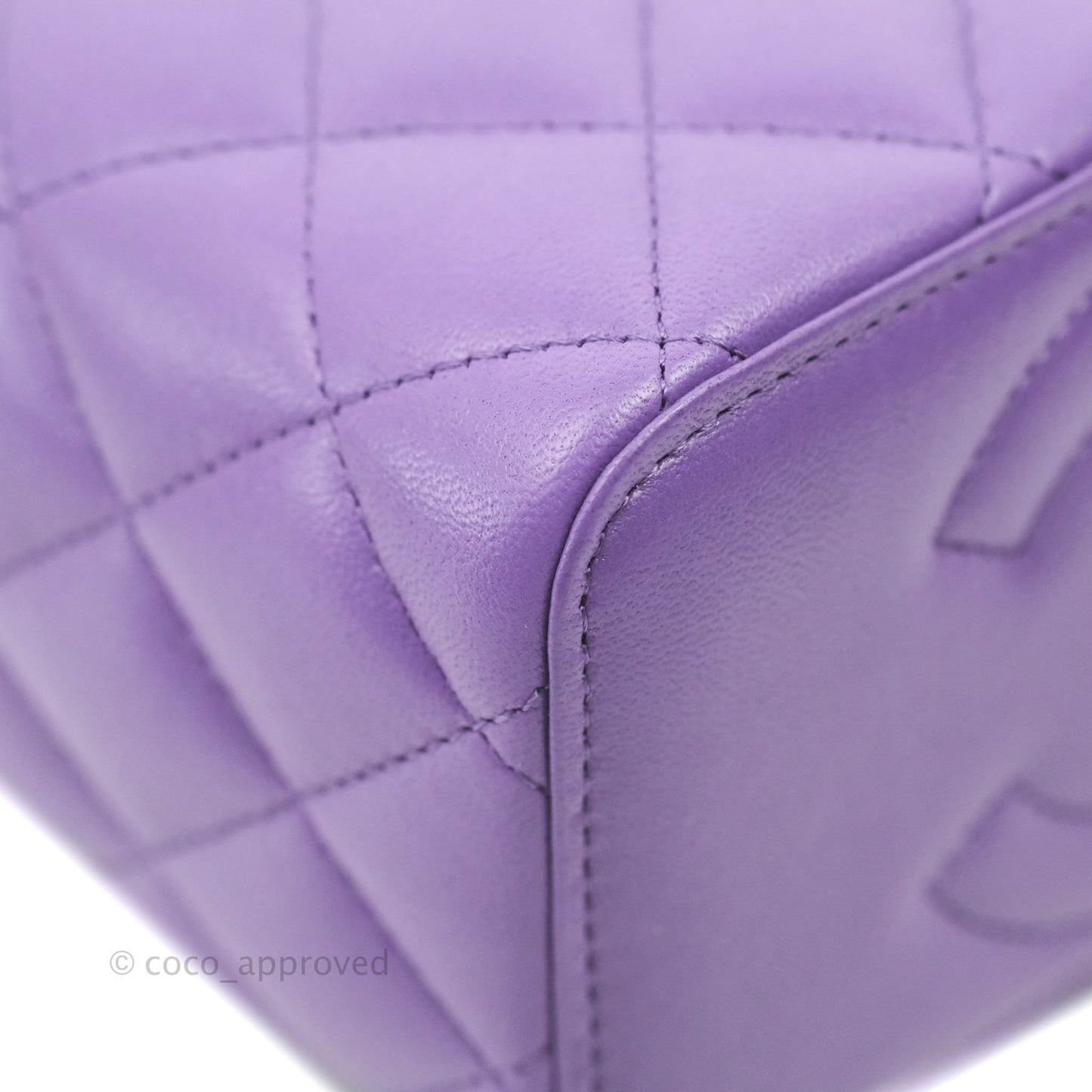 Chanel Classic Vanity Rectangular Top Handle With Chain Purple Lambskin Gold Hardware