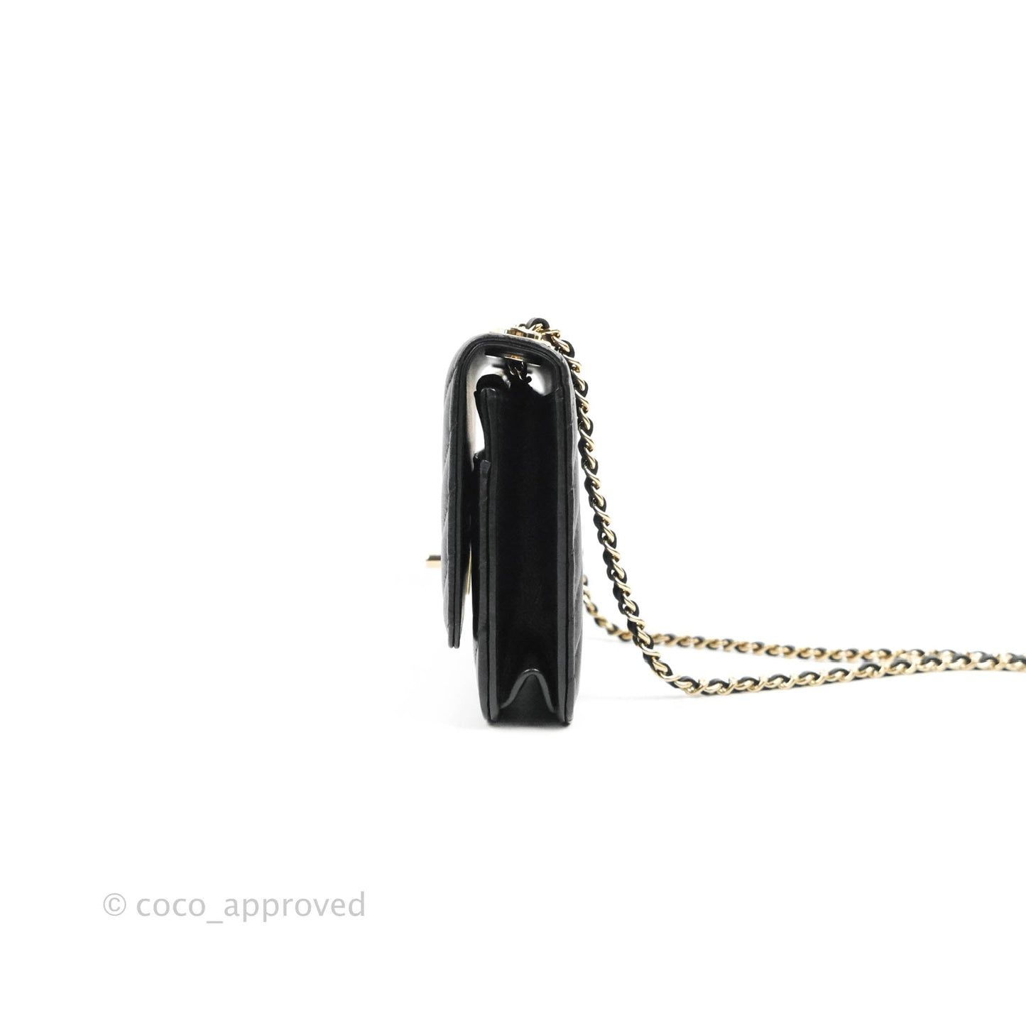 Chanel Trendy CC WOC Wallet on Chain Chevron Black Lambskin Gold Hardware
