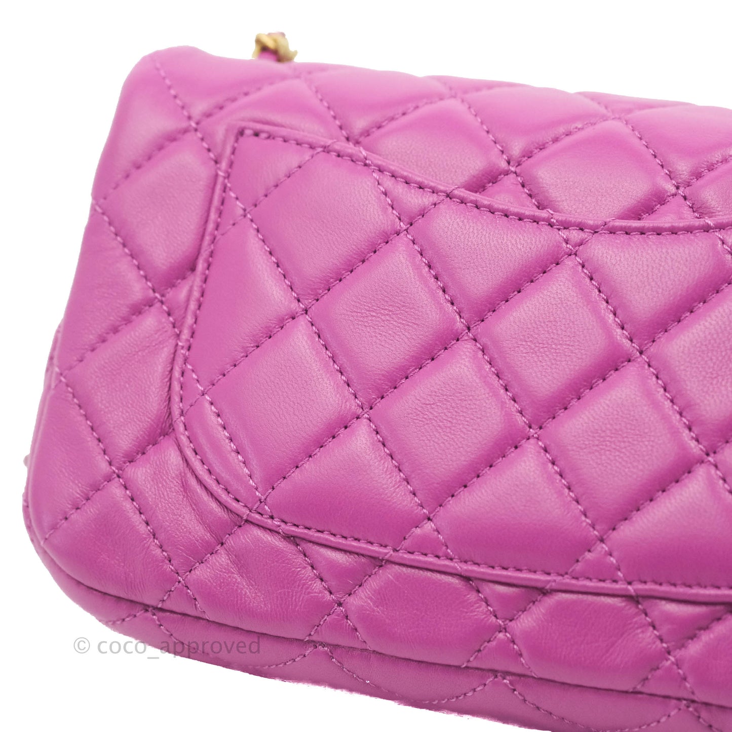 Chanel Mini Rectangular Pearl Crush Quilted Purple Lambskin Aged Gold Hardware