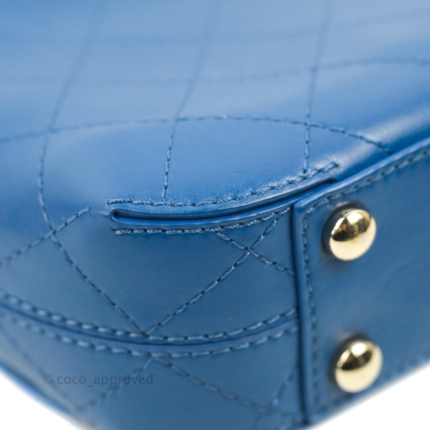 Chanel Blue Quilted Leather Small Frame In Flap Bag