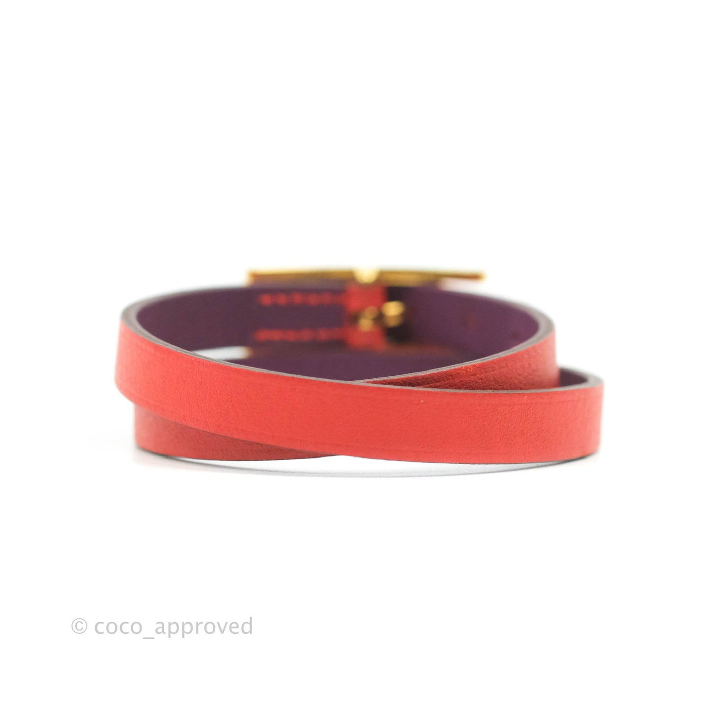 Hermès Veau Behapi Single Tour Bracelet Red/Purple