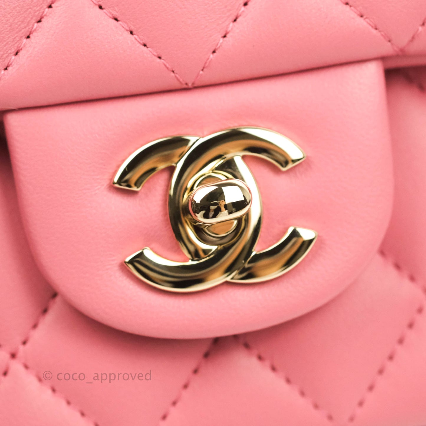 Chanel Top Handle Mini Rectangular Flap Bag Pink Lambskin Gold Hardware