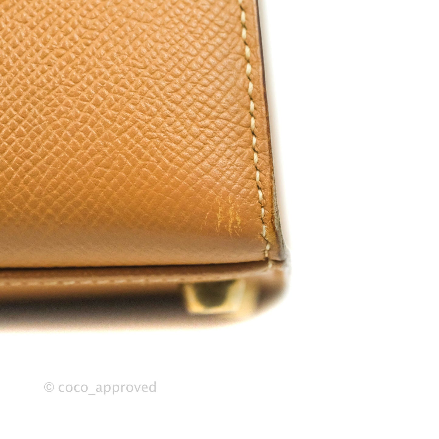 Hermès Vintage Kelly 28 Gold Natural Courchevel Sellier Gold Hardware