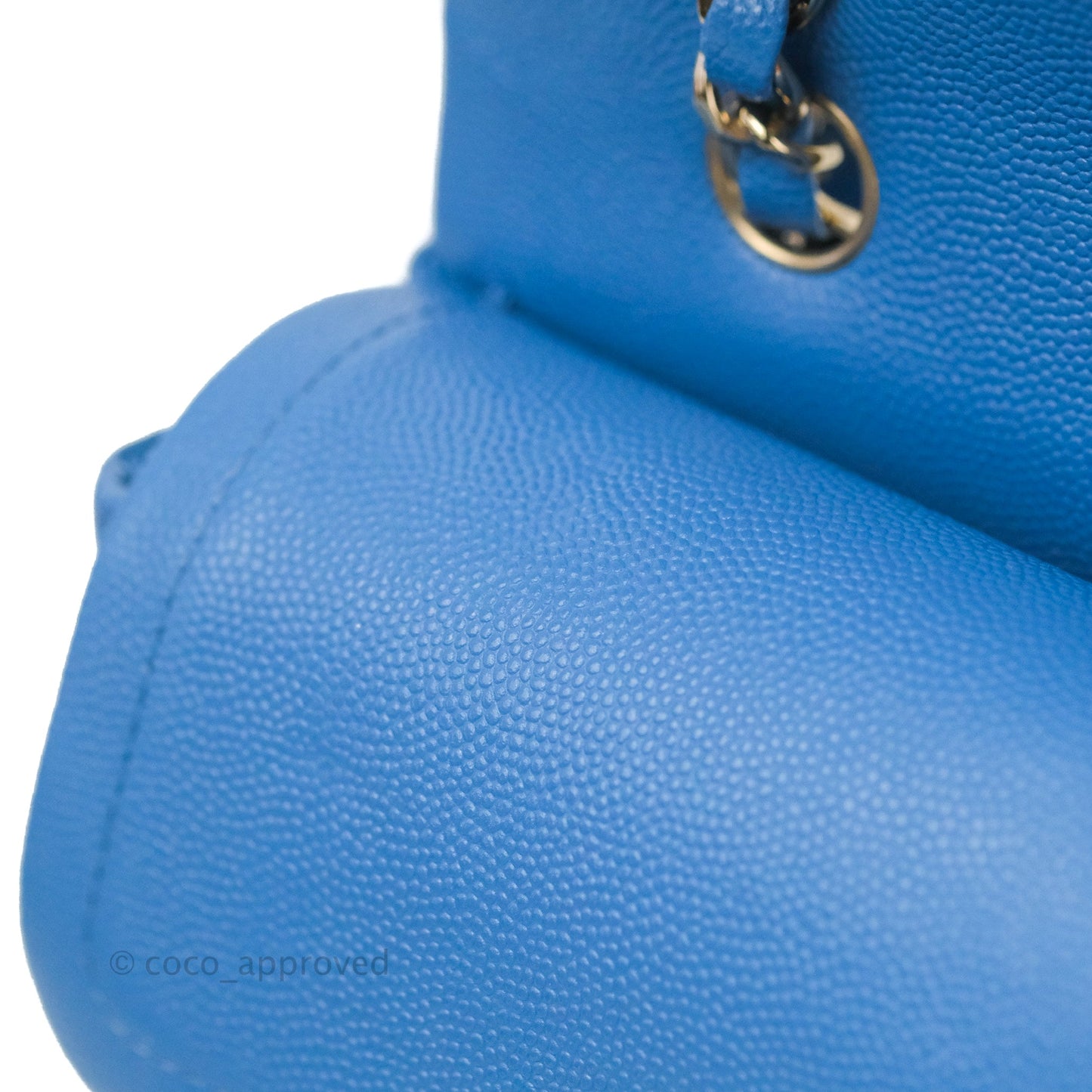 Chanel Classic M/L Medium Flap Quilted Blue Caviar Gold Hardware 21P