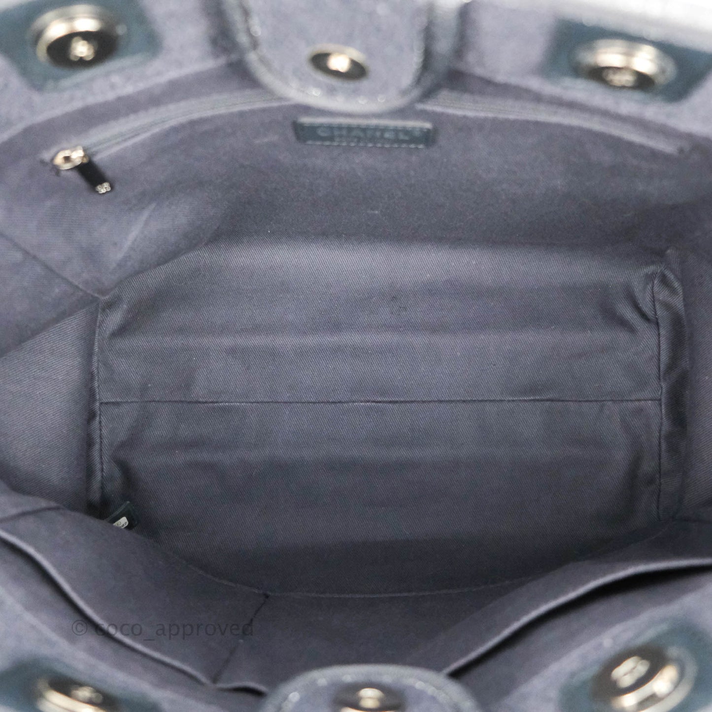 Chanel Medium Deauville Grey Glitter Lurex Tote Bag