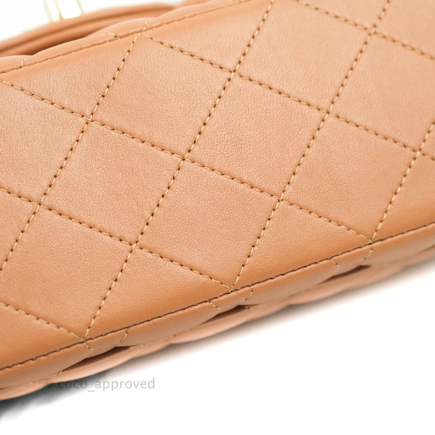Chanel Small Classic Quilted Flap Dark Beige Caramel Lambskin Gold Hardware