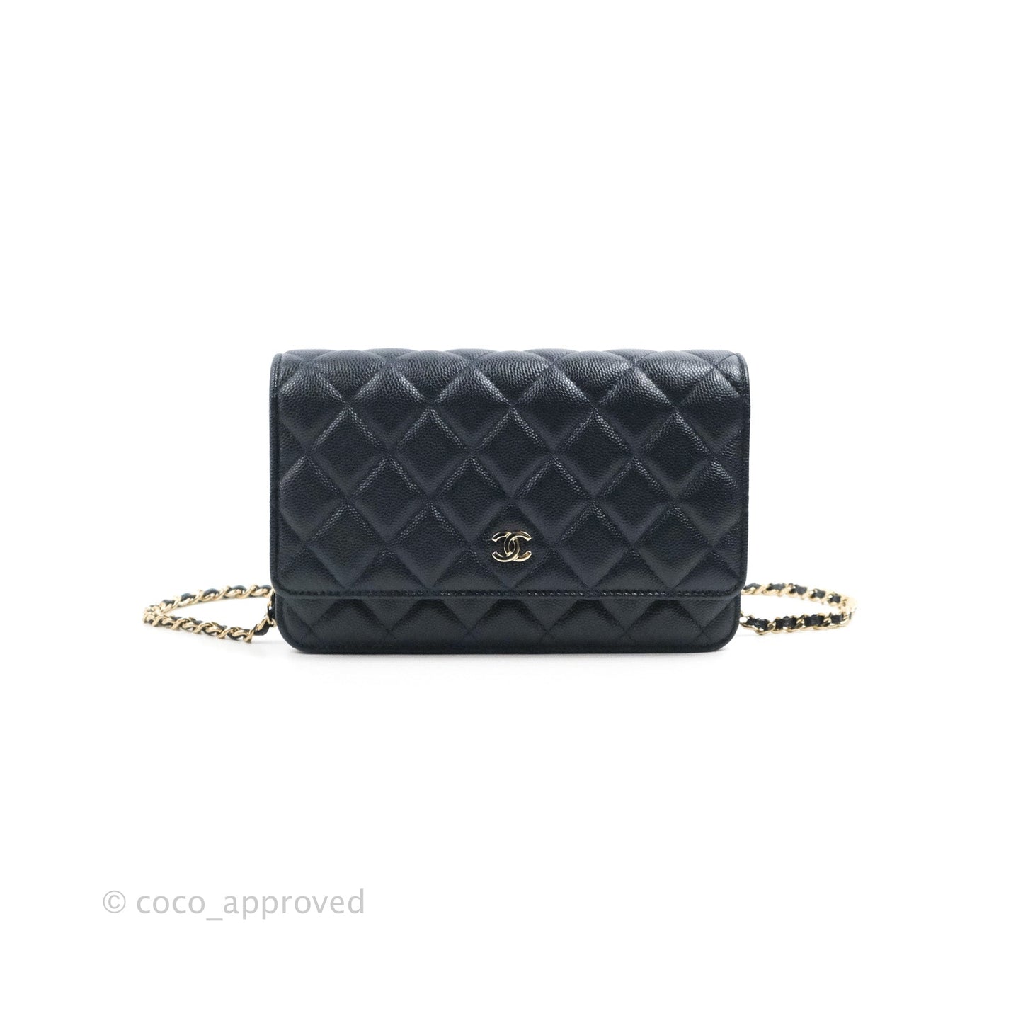 Chanel Quilted Classic Wallet on Chain WOC Navy Caviar Gold Hardware