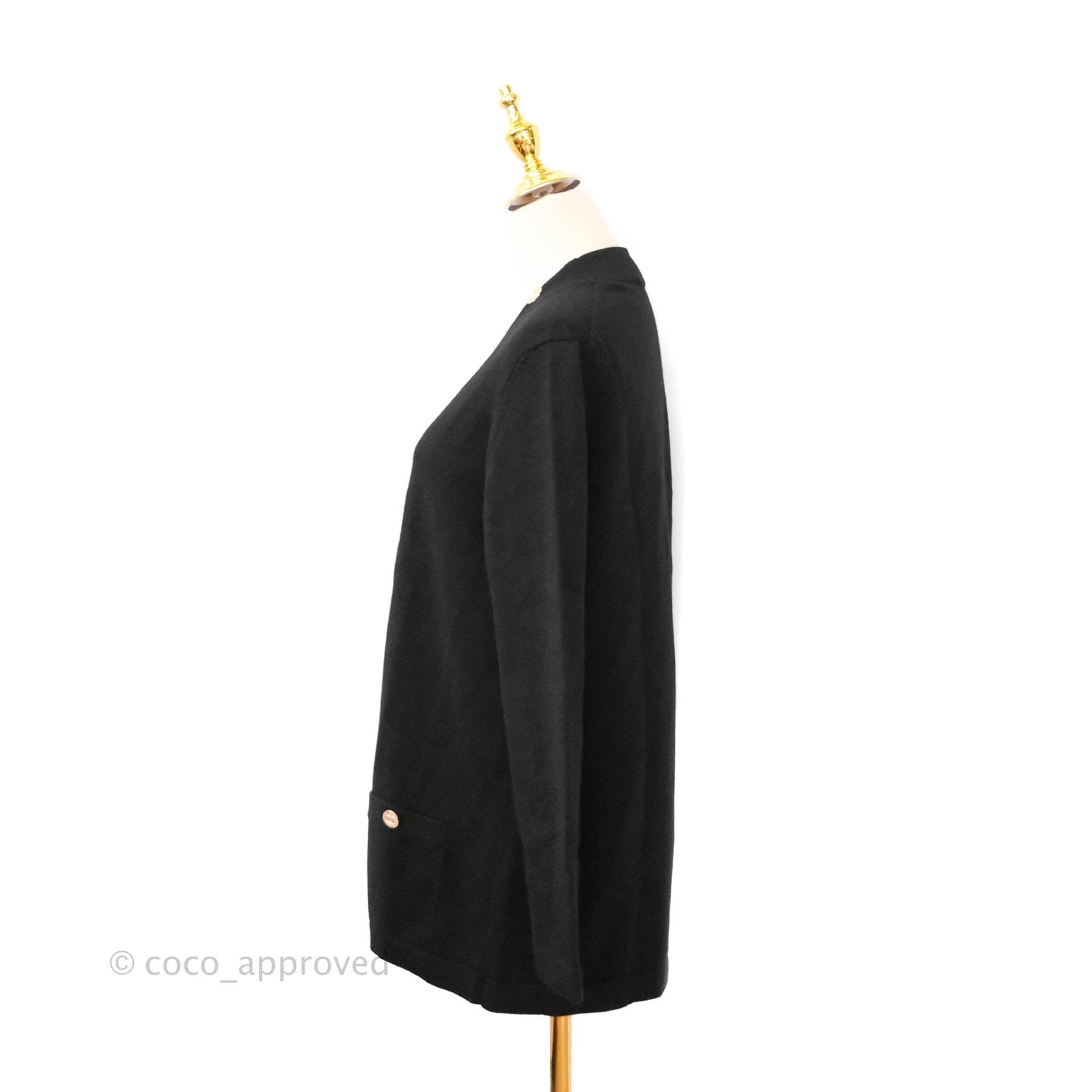 Chanel Long Cardigan Black 22SS Size 38