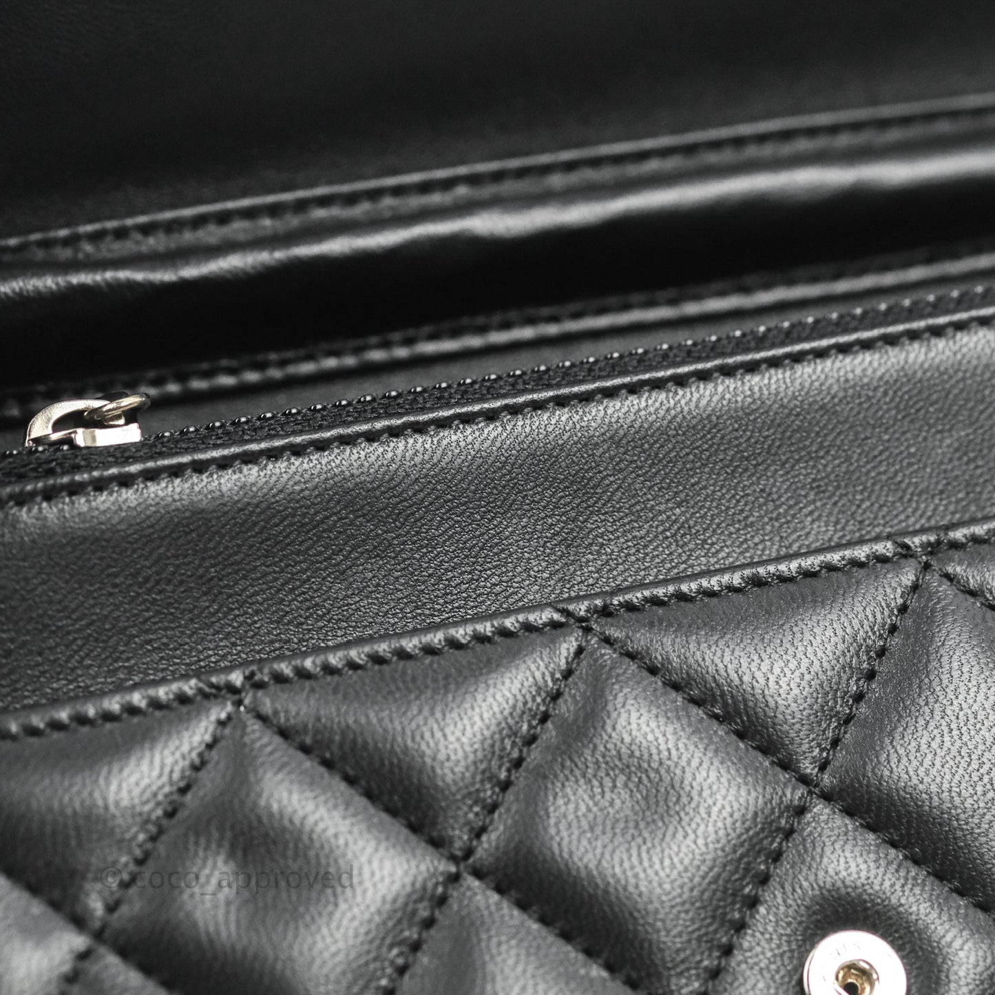 Chanel Quilted Wallet on Chain WOC Black Lambskin Silver Hardware