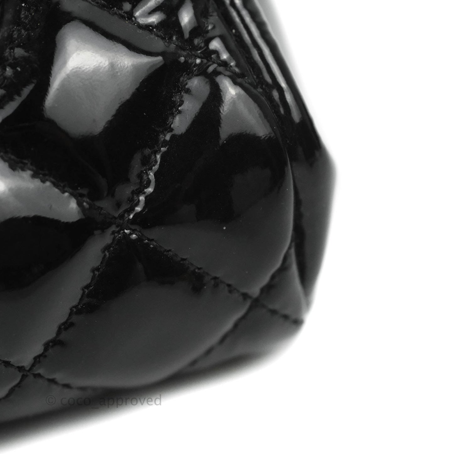 Chanel Mademoiselle Medium Bowling Black Patent Leather Silver Hardware