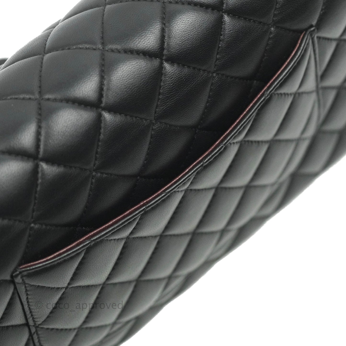 Chanel Classic M/L Medium Flap Quilted Black Lambskin Silver Hardware