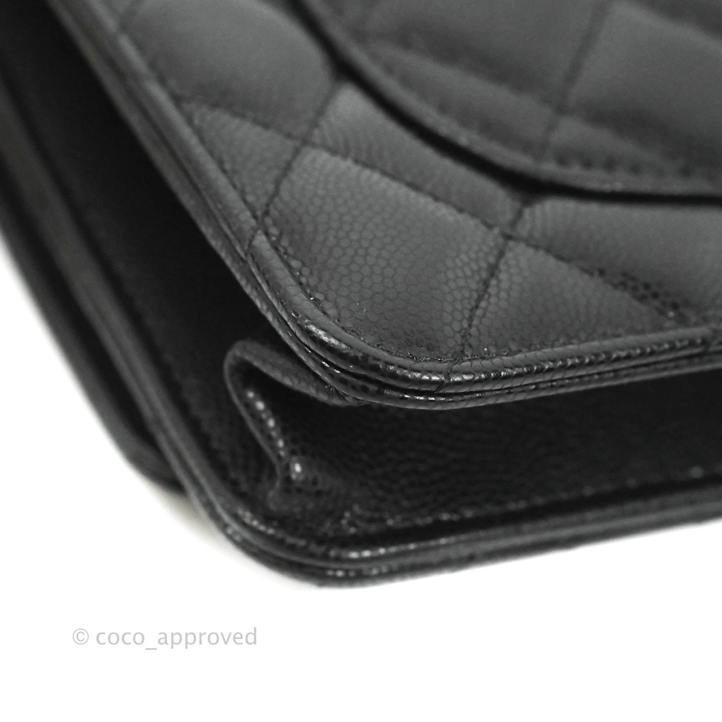 Chanel Quilted Gold CC Coin Wallet on Chain WOC Black Caviar Gold Hardware