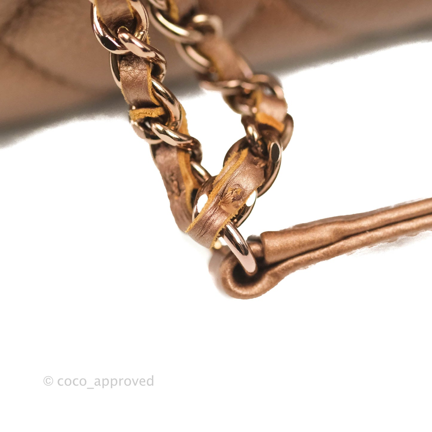 Chanel Iridescent Goatskin Quilted Small CC Eyelet Tote Copper Rose Gold