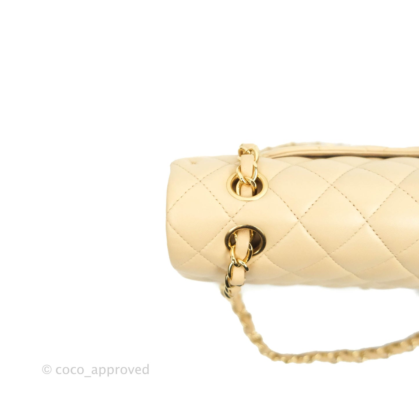 Chanel Classic M/L Medium Flap Quilted Beige Lambskin Gold Hardware