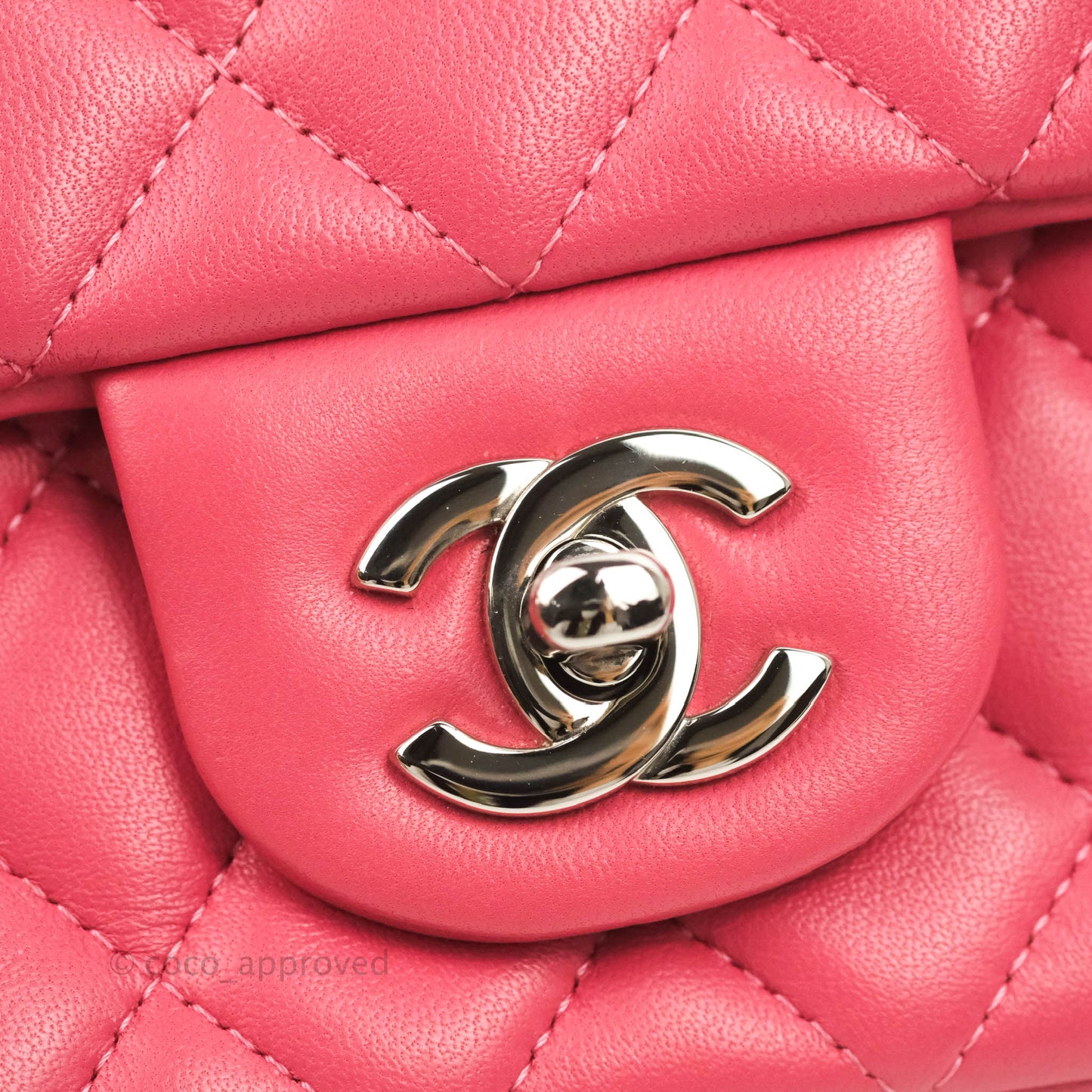 Chanel Quilted Mini Rectangular Flap Pink Lambskin Silver Hardware