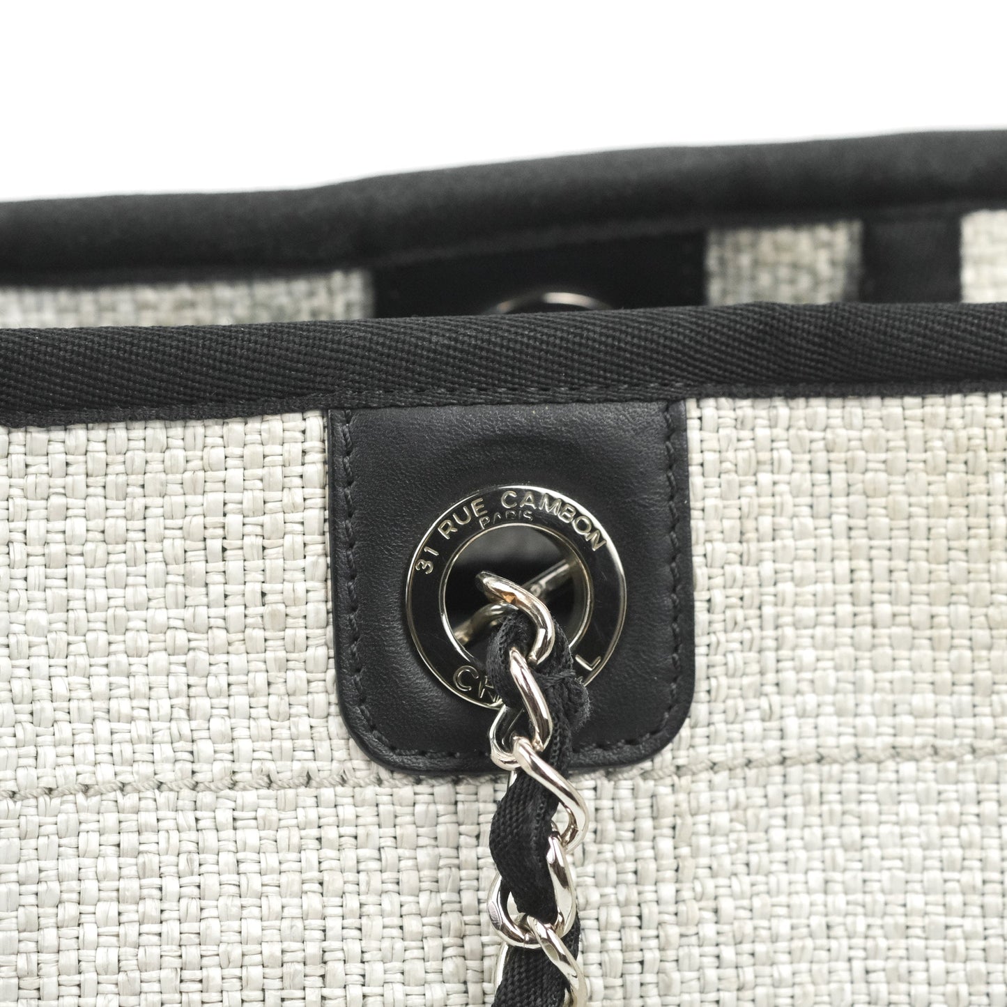 Chanel Medium Deauville Tote Light Grey Canvas