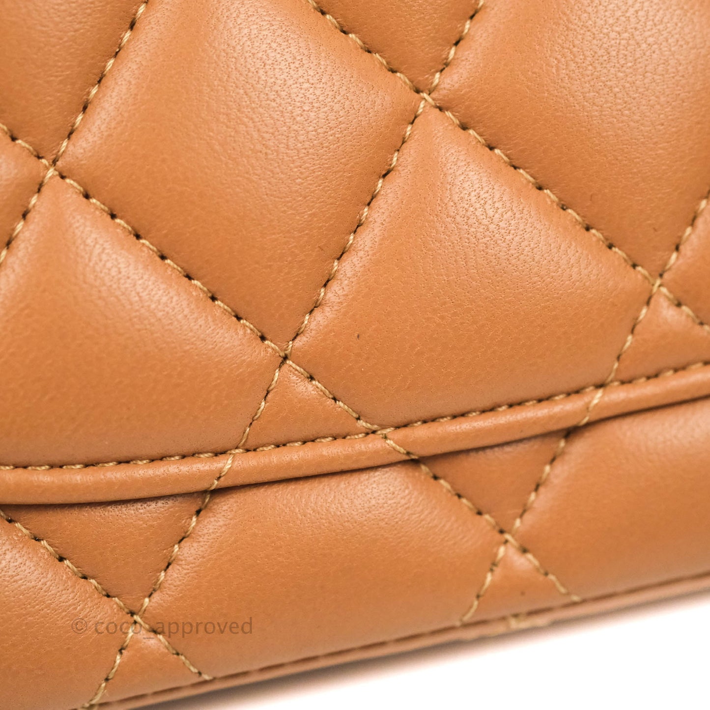 Chanel Small Classic Quilted Flap Dark Beige Caramel Lambskin Gold Hardware
