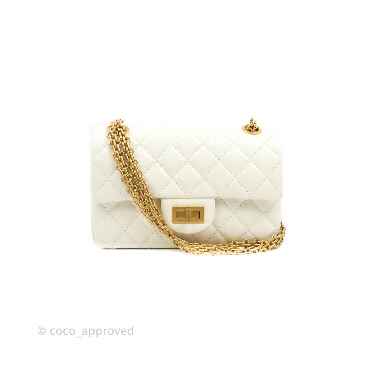 Chanel Mini Reissue 224 White Aged Calfskin Gold Hardware