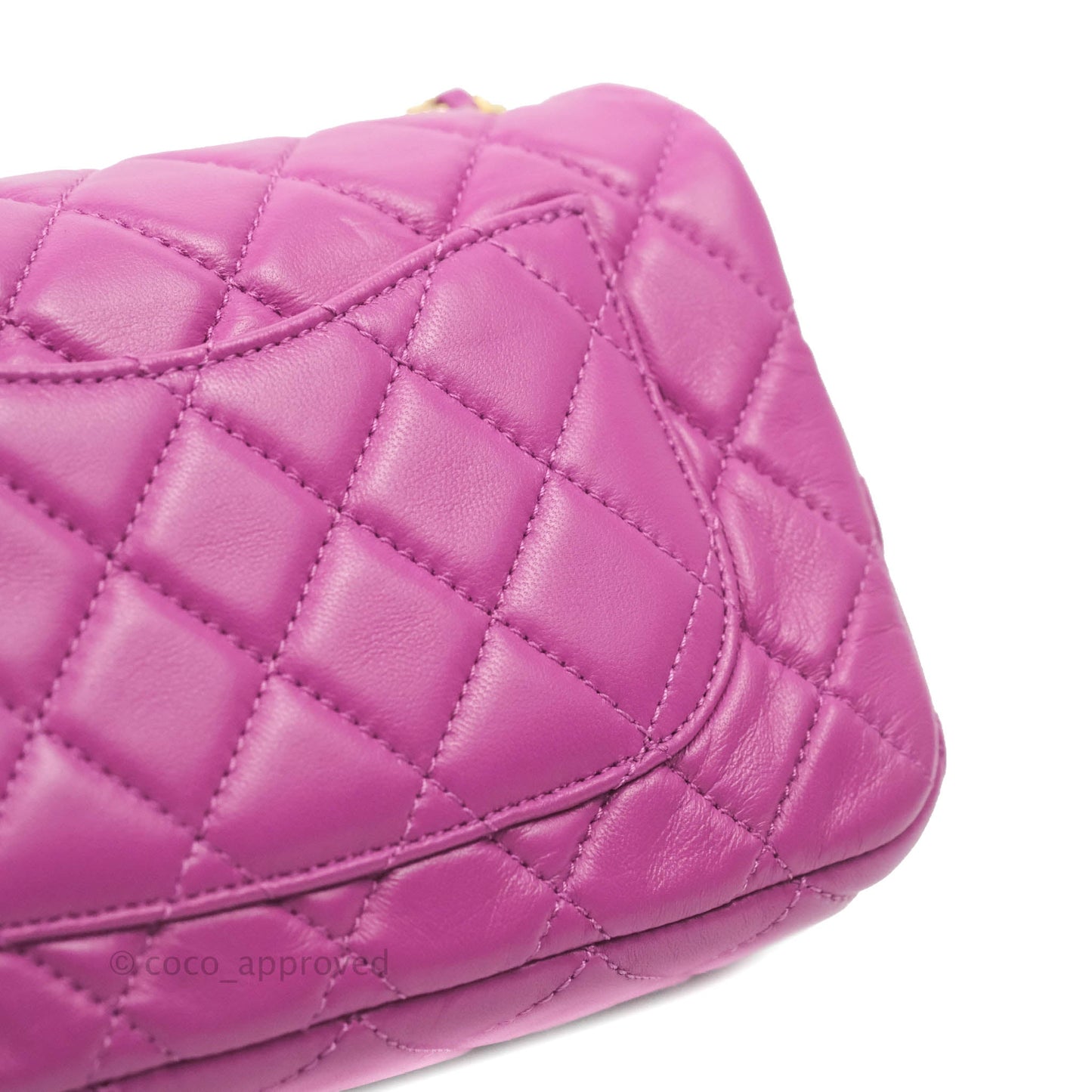 Chanel Mini Rectangular Pearl Crush Quilted Purple Lambskin Aged Gold Hardware