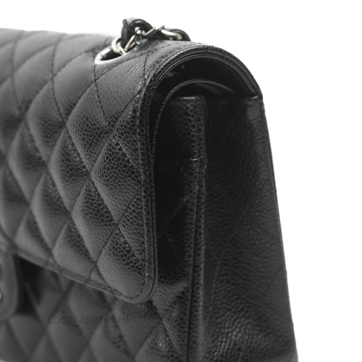 Chanel Classic M/L Medium Flap Quilted Black Caviar Silver Hardware