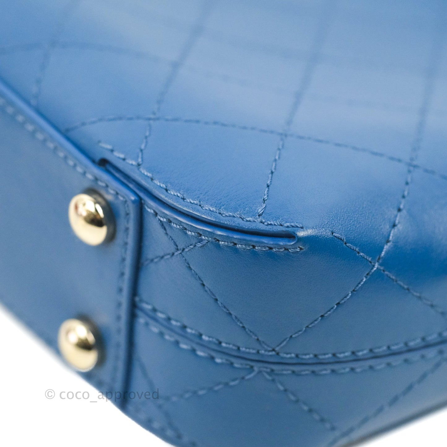 Chanel Blue Quilted Leather Small Frame In Flap Bag