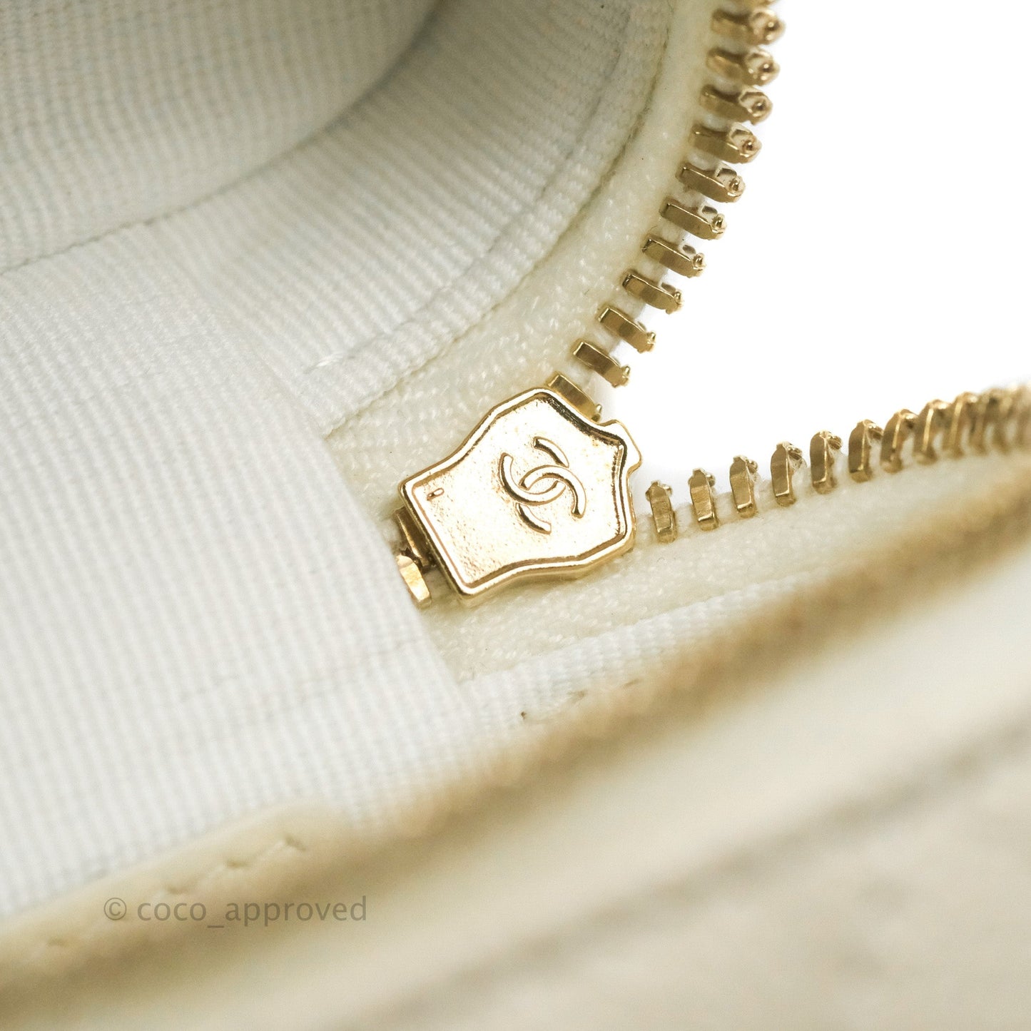 Chanel Quilted Small Handle With Care Vanity Case With Chain Ivory Caviar Gold Hardware
