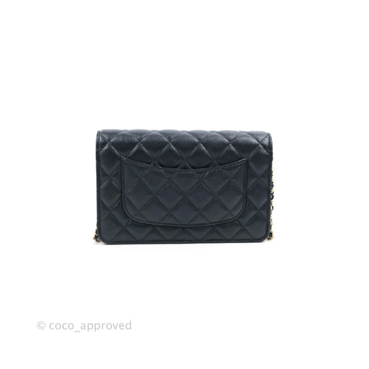 Chanel Quilted Classic Wallet on Chain WOC Navy Caviar Gold Hardware
