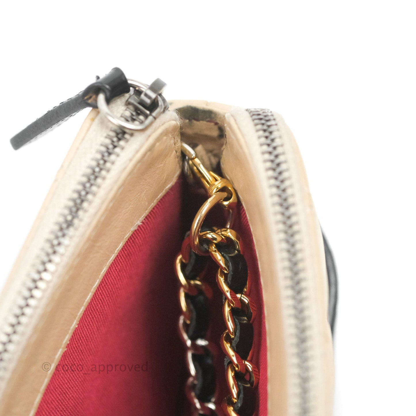Chanel Gabrielle Clutch With Chain Aged Calfskin Beige/ Black Mixed Hardware
