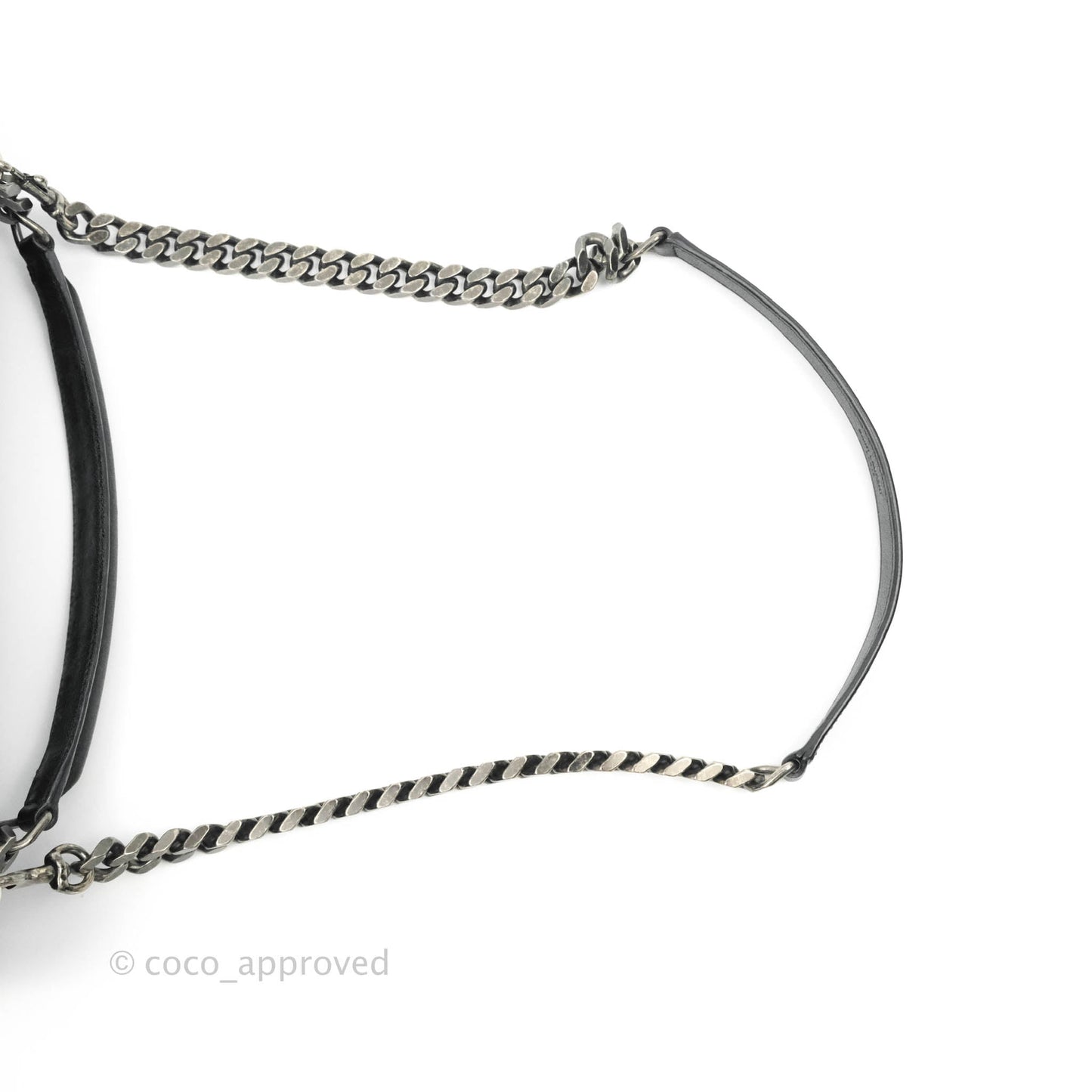 Saint Laurent Chevron Large College Black Chain Bag Ruthenium Hardware