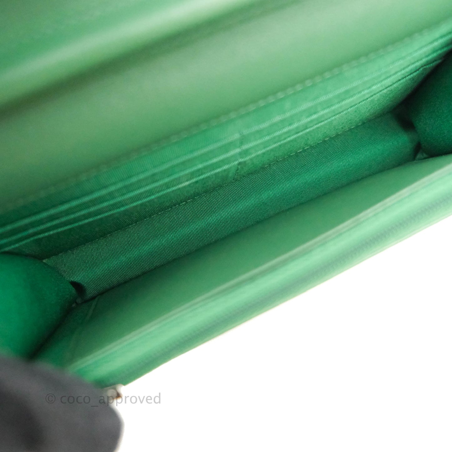 Chanel Quilted Classic Wallet on Chain WOC Green Lambskin Silver Hardware