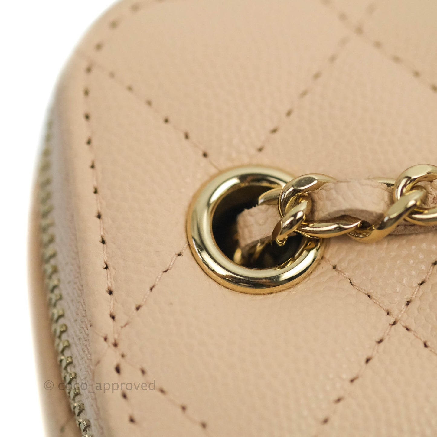 Chanel Classic Mini Vanity With Chain Light Beige Caviar Gold Hardware