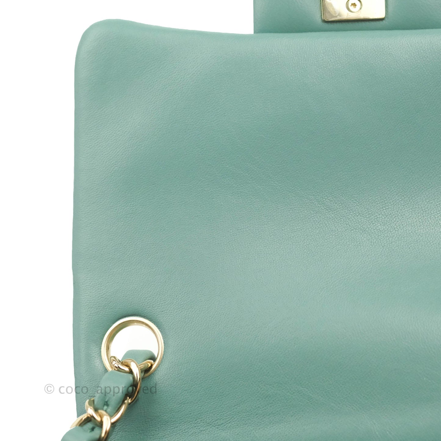 Chanel Mini Square Teal Green Lambskin Gold Hardware