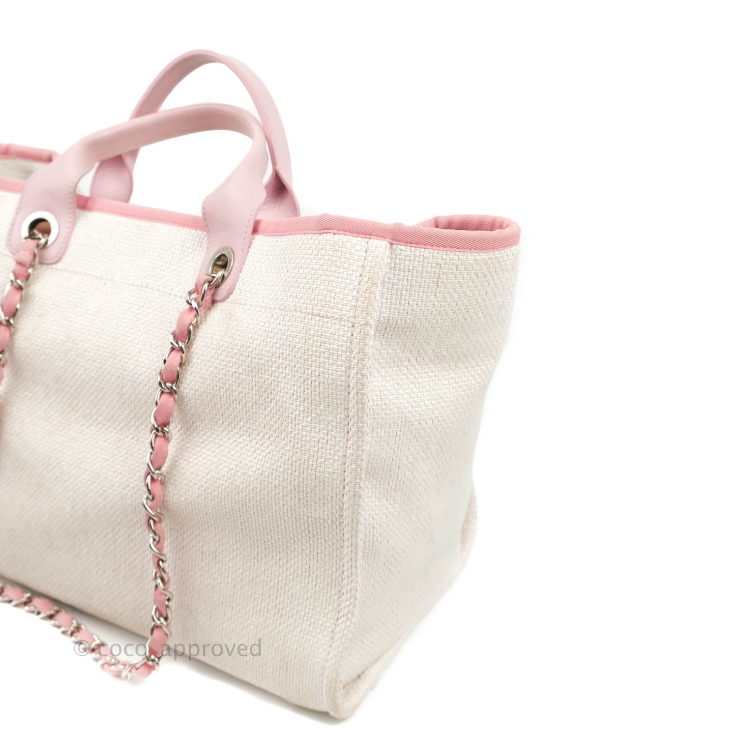 Chanel Large Deauville Pale Pink Canvas Silver Hardware