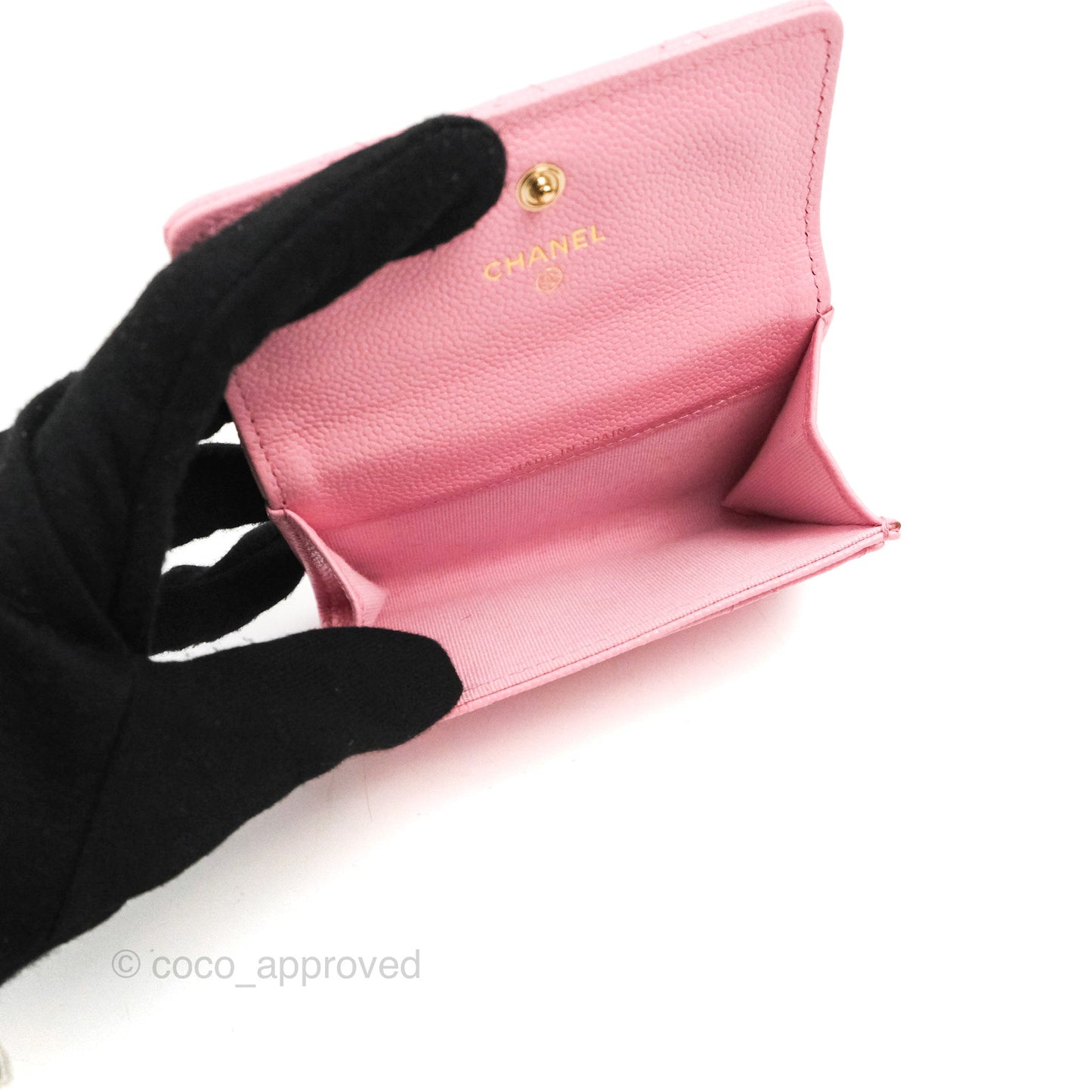 Chanel Quilted Flap Card Holder Pink Caviar Gold Hardware