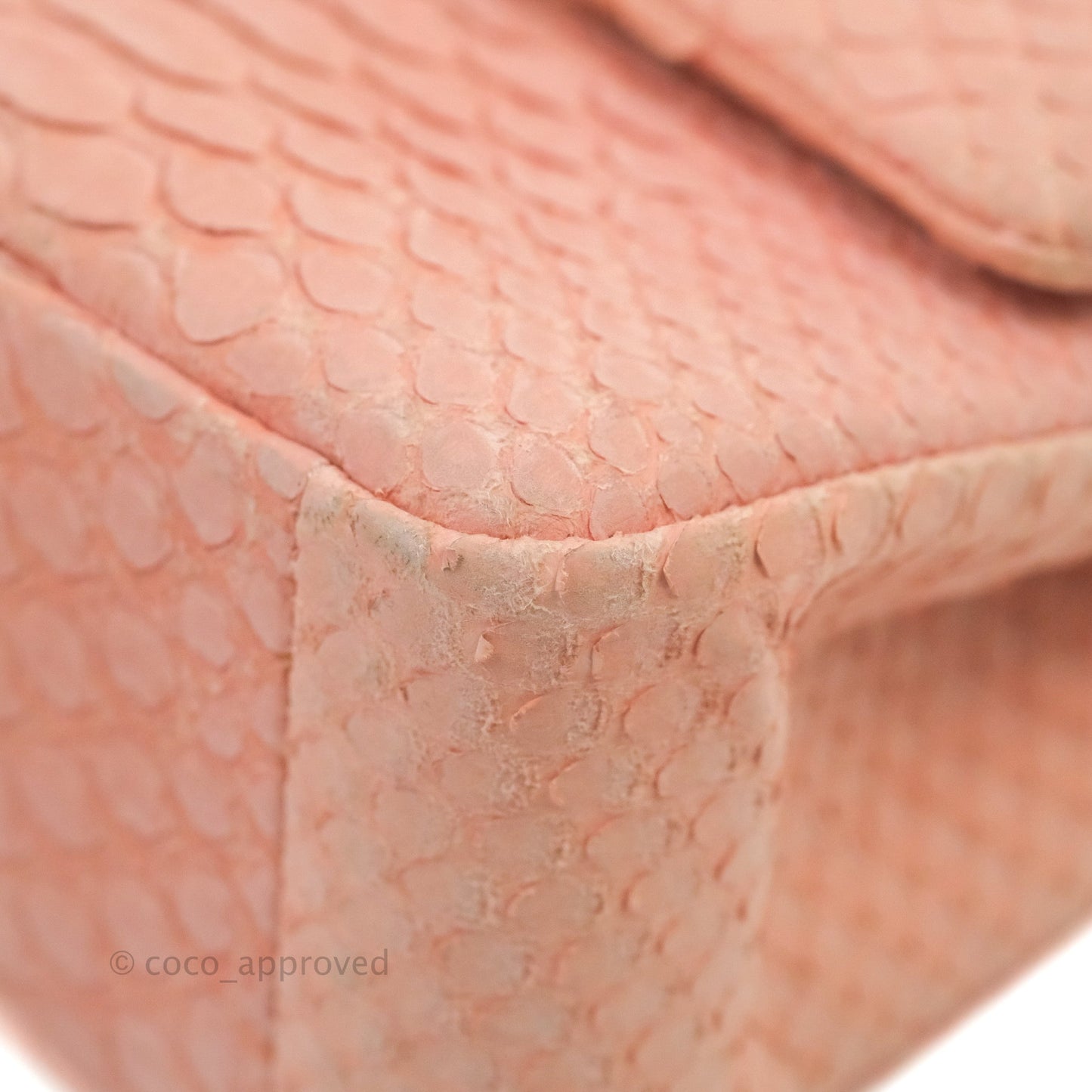 Chanel Classic M/L Medium Flap Quilted Pink Python Silver Hardware