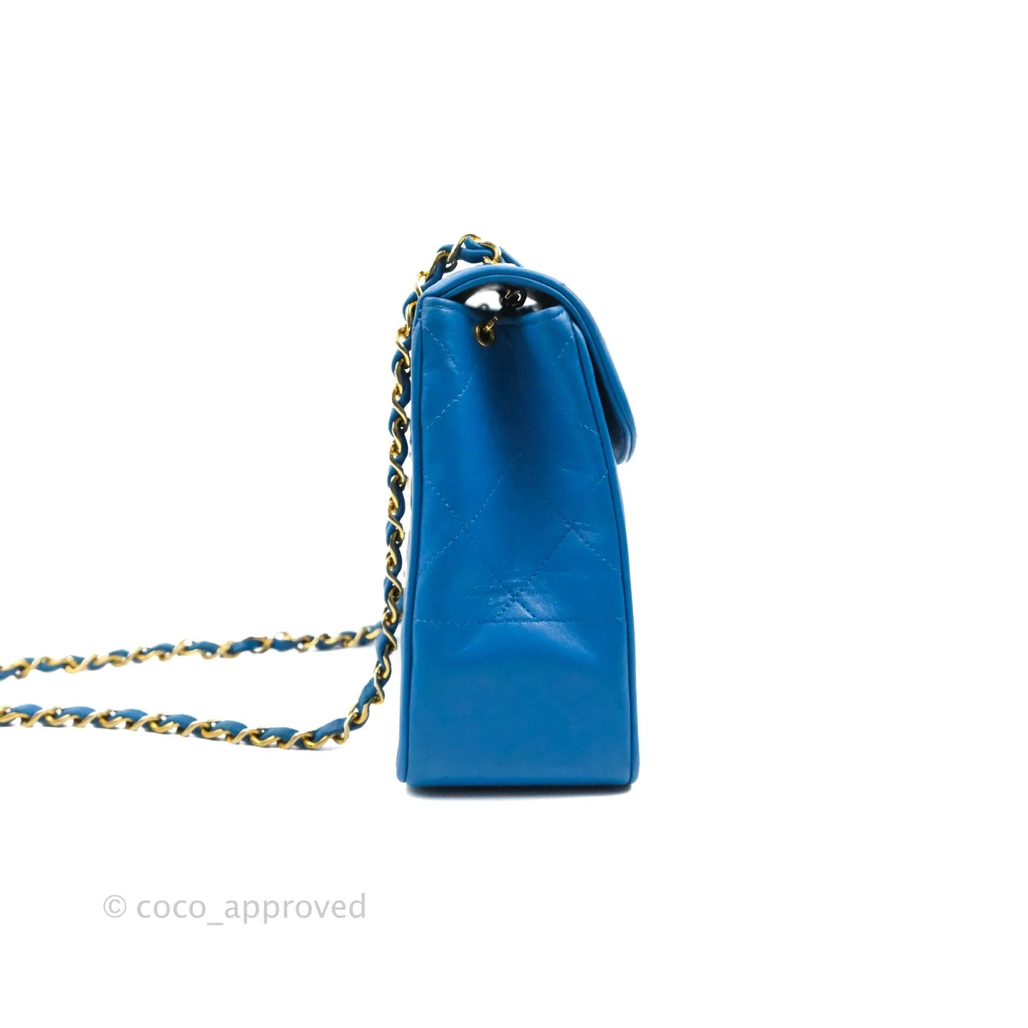 Chanel Vintage Trapezoid Flap Bag Blue Lambskin 24K Gold Hardware