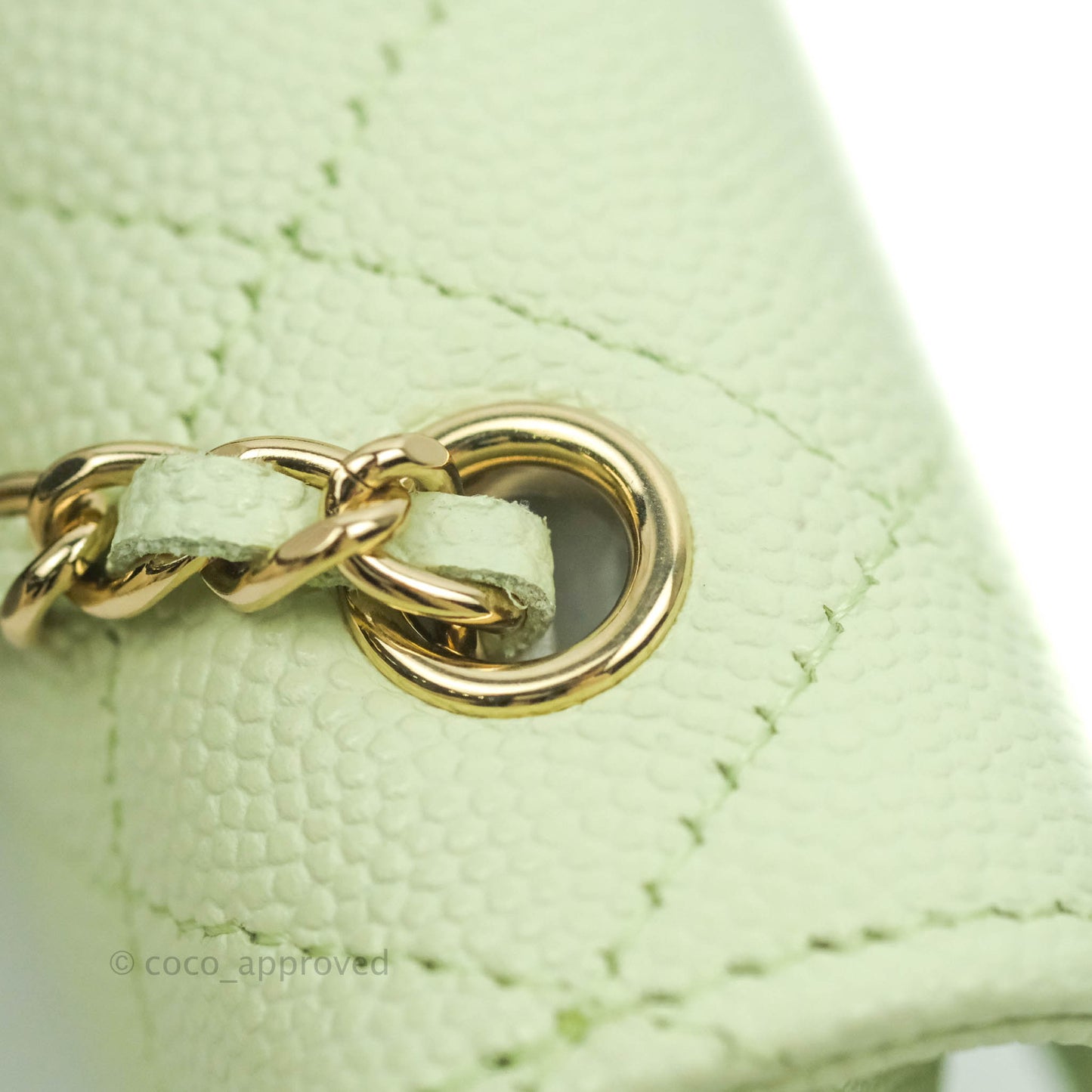 Chanel Mini Card Holder Chain Belt Bag Light Green Caviar Gold Hardware 21B