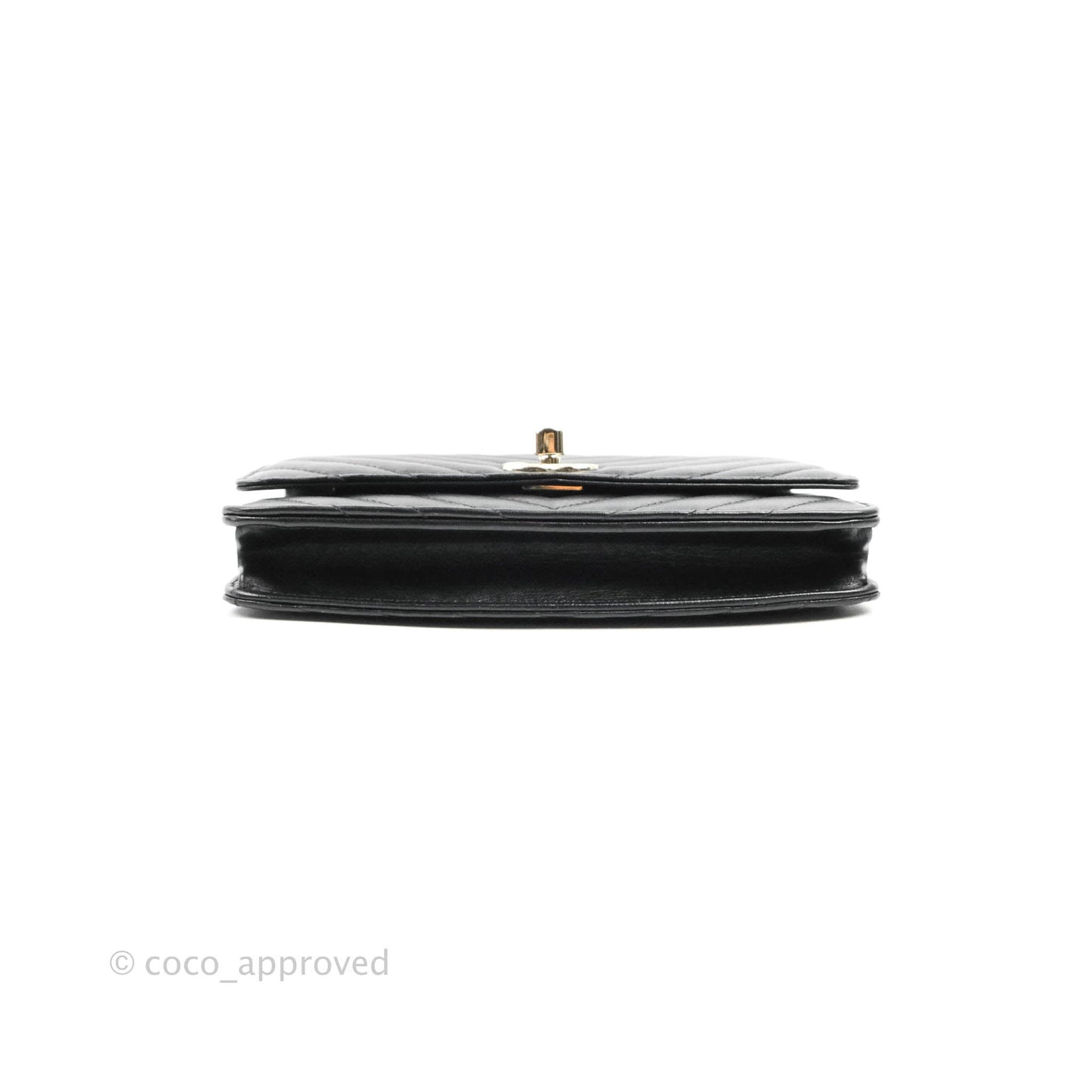 Chanel Trendy CC WOC Wallet on Chain Chevron Black Lambskin Gold Hardware