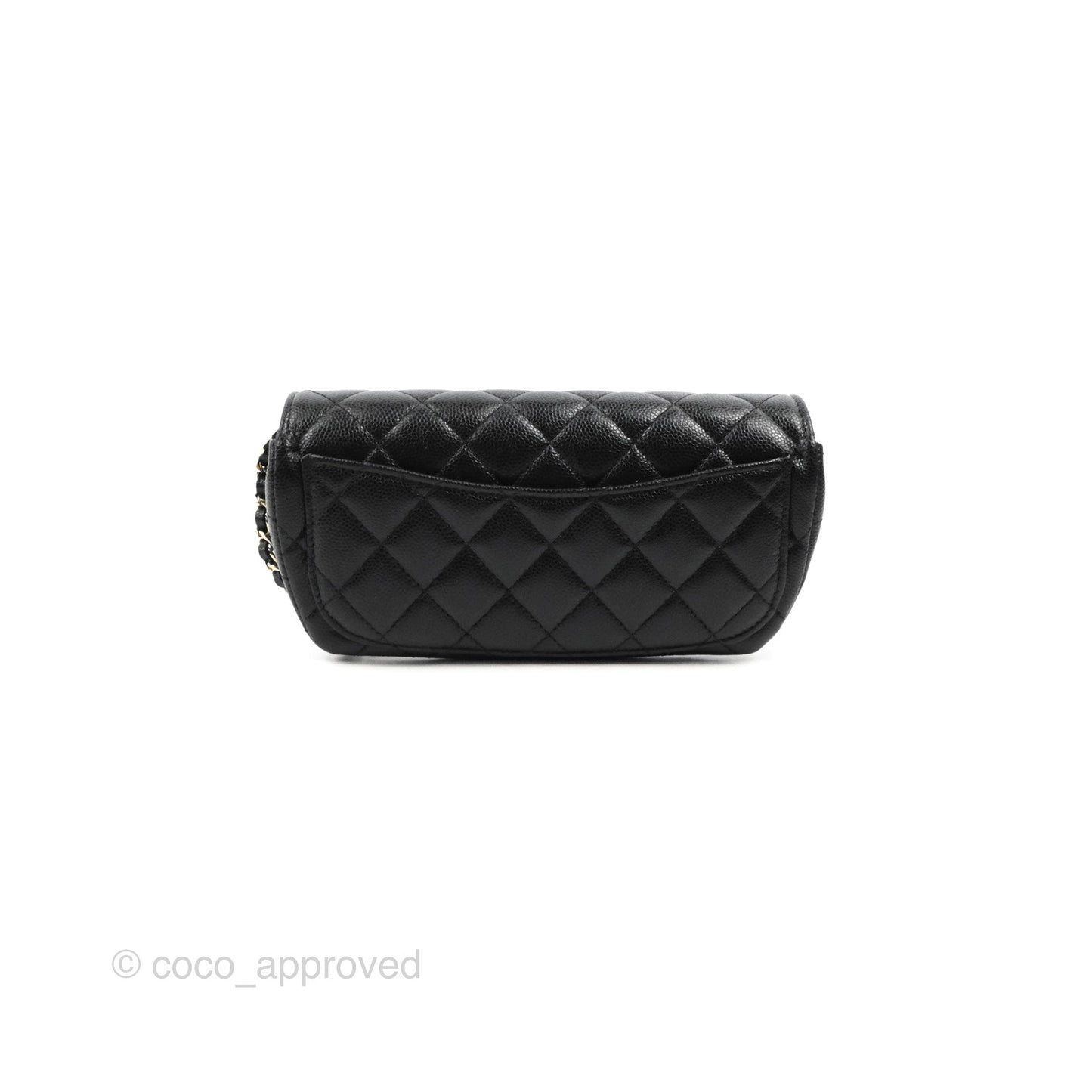 Chanel Quilted Case With Chain Black Caviar Gold Hardware