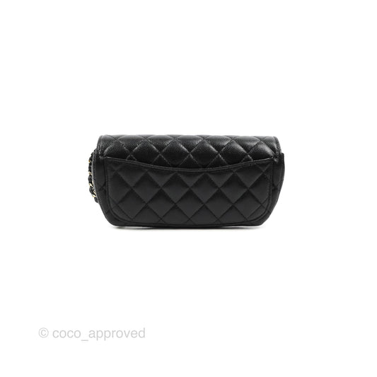 Chanel Quilted Case With Chain Black Caviar Gold Hardware
