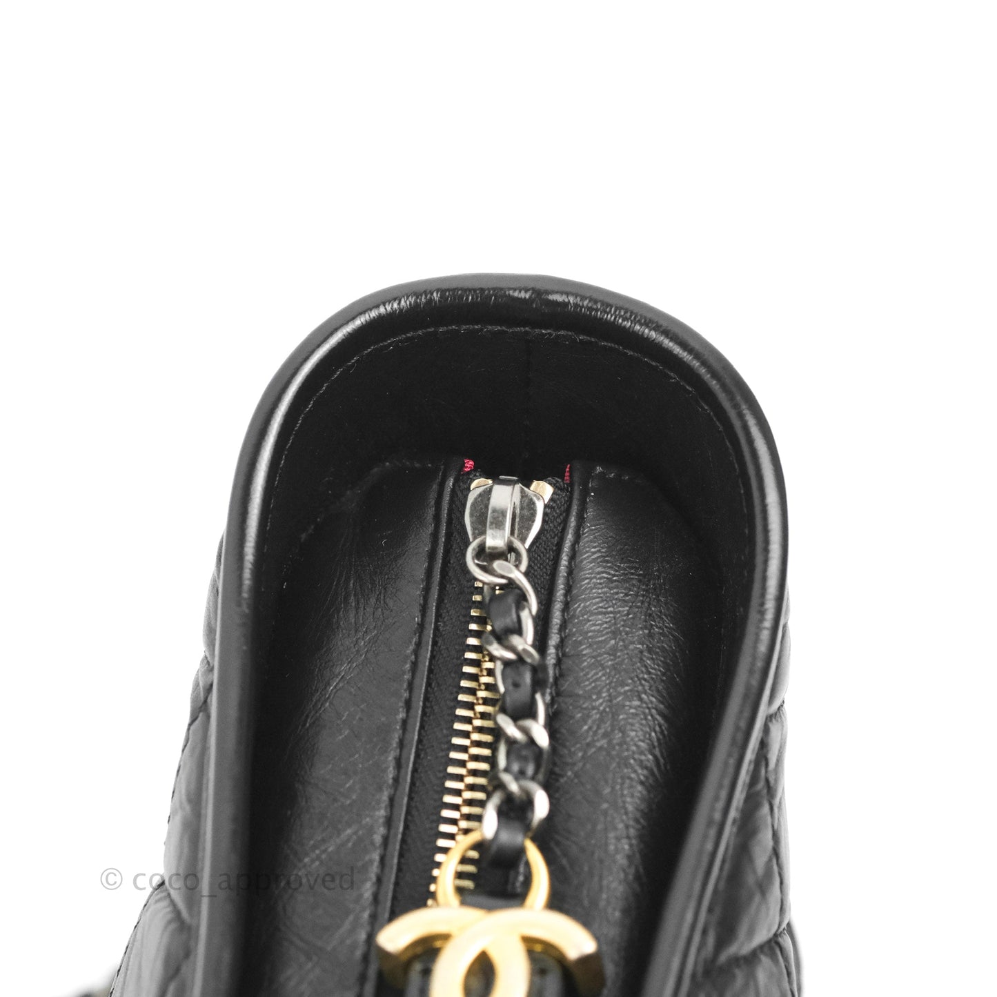 Chanel Medium Gabrielle Hobo with Logo Handle Black Aged Calfskin