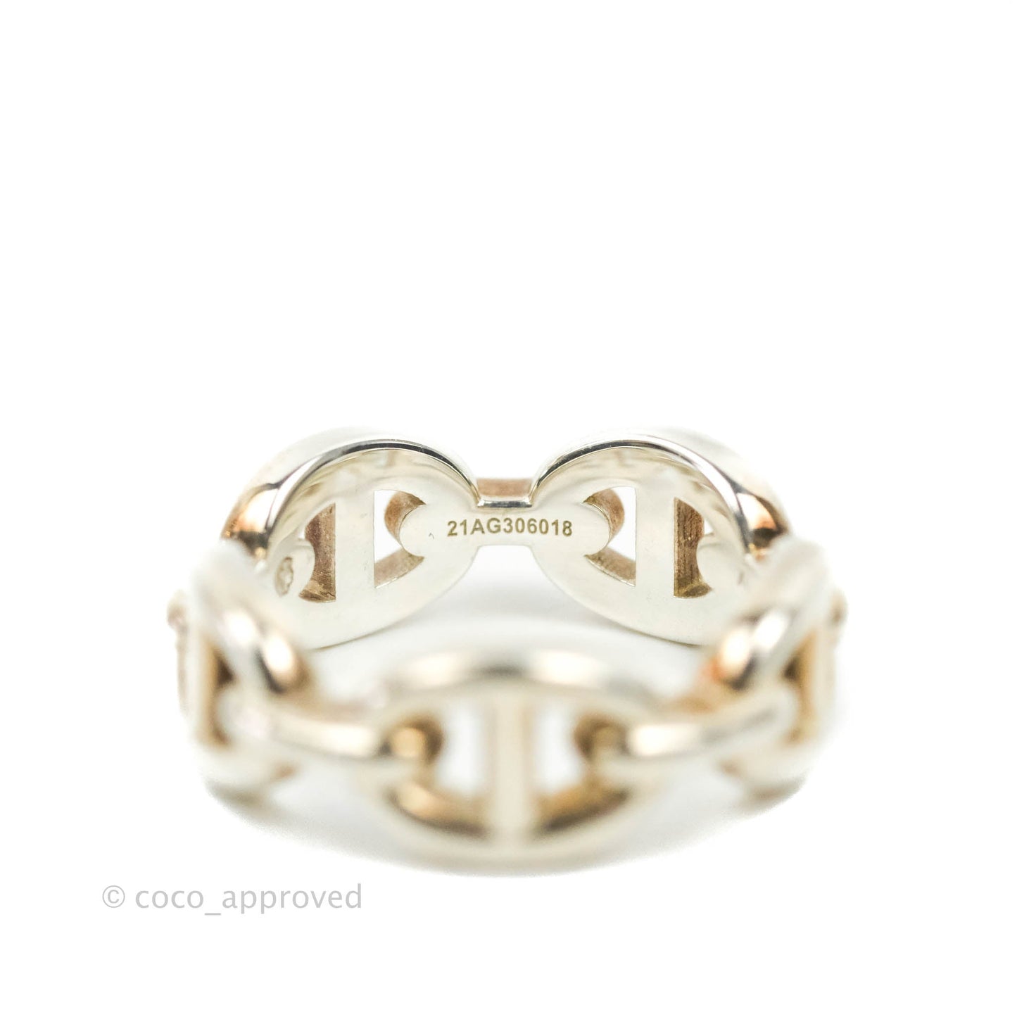 Hermès Sterling Silver PM Chaine d'Ancre Enchainee Band Ring 51