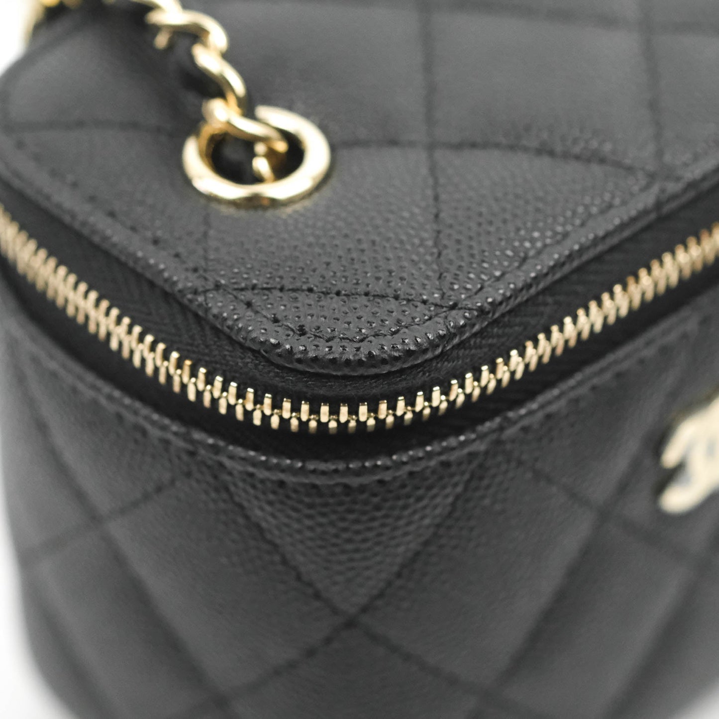 Chanel Mini Vanity With Chain Black Caviar Gold Hardware