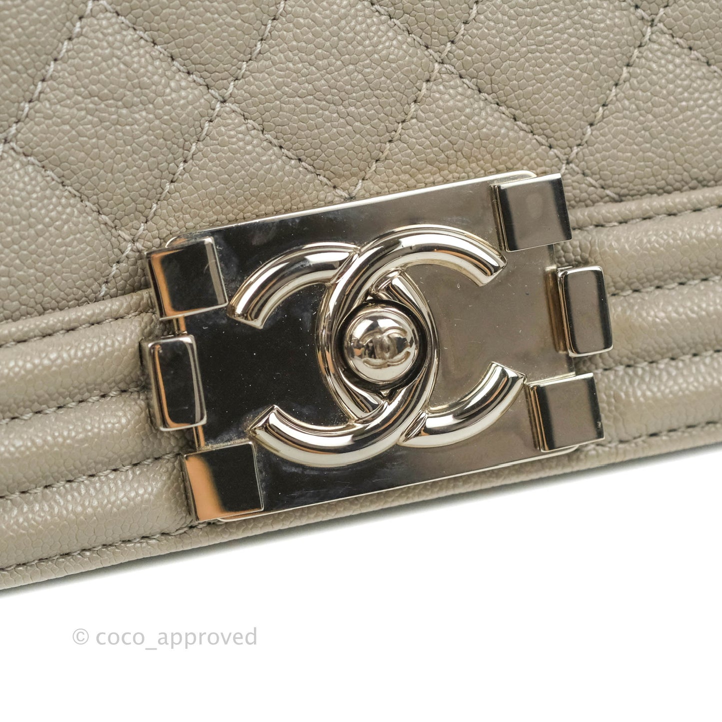 Chanel Quilted Medium Boy Etoupe Grey Caviar Silver Hardware