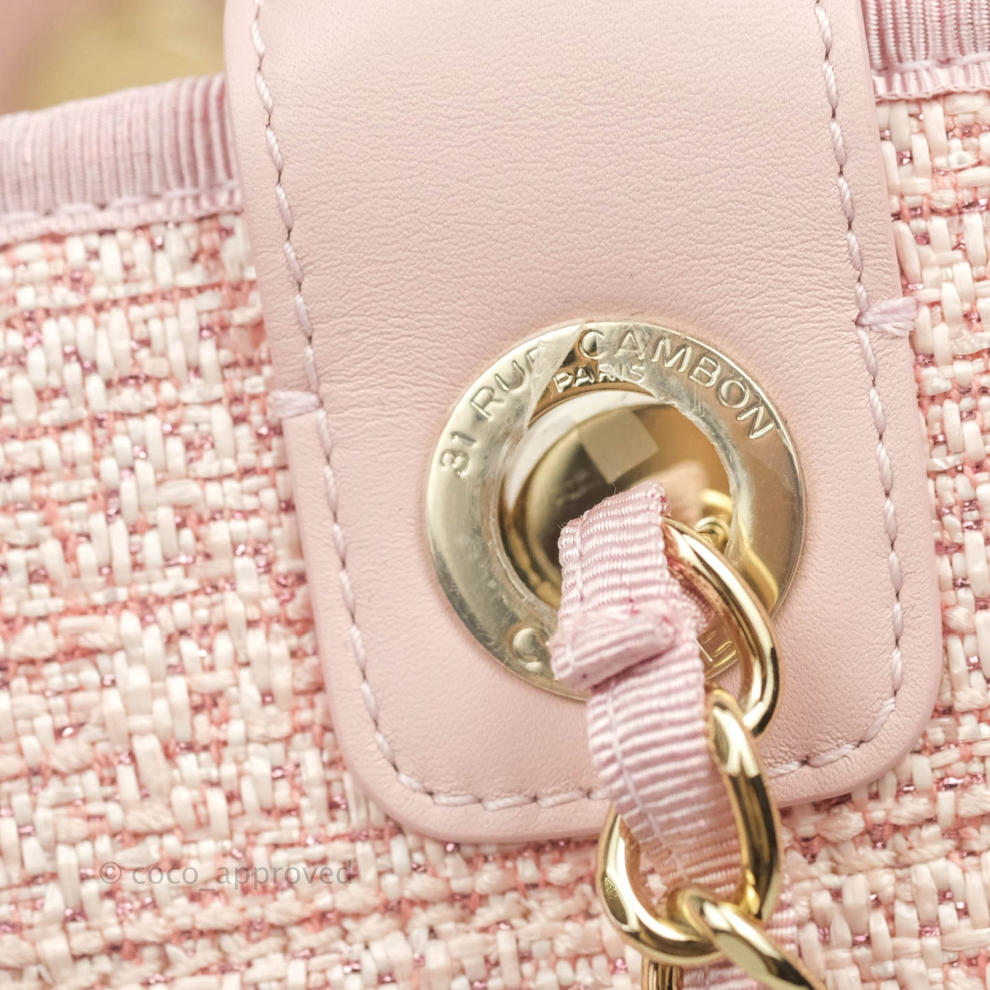 Chanel Large Deauville Pink Tweed Glittering Gold Hardware