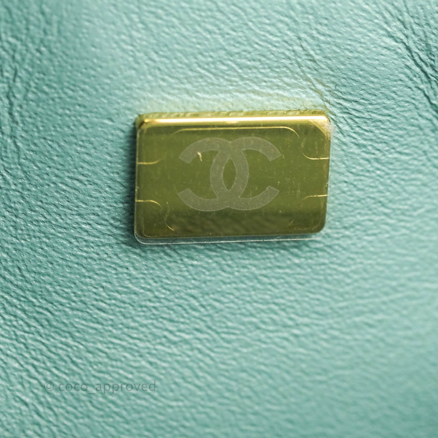 Chanel Mini Square Teal Green Lambskin Gold Hardware